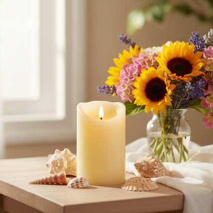 12.5 x 8cm Cream Flickabright Candle