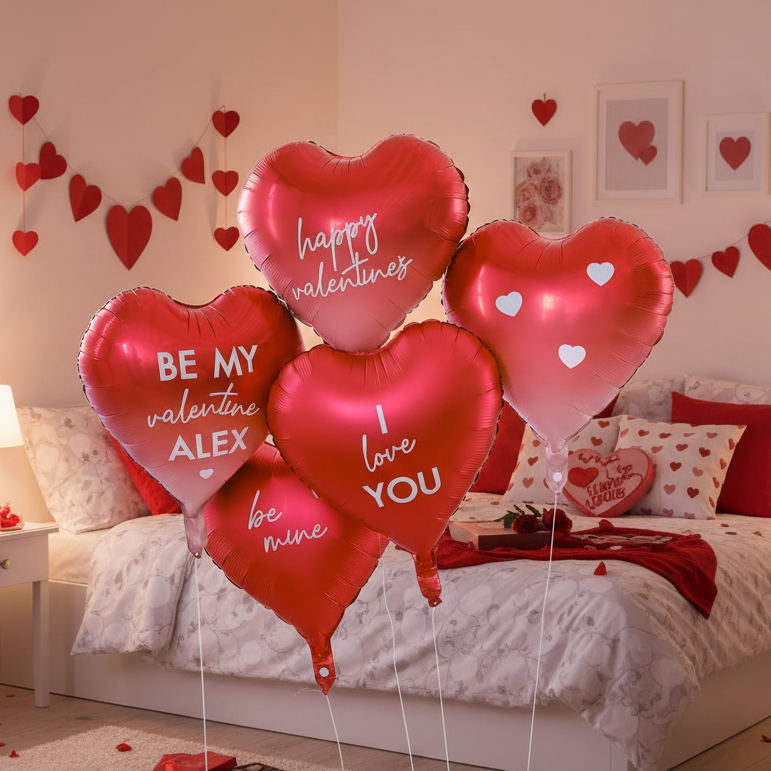 Customisable Heart Valentines Balloons with Stickers