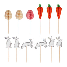 Load image into Gallery viewer, Easter Bunny, Carrot &amp; Egg Cupcake Toppers
