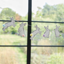 Load image into Gallery viewer, Easter Bunny Bunting with Pom-Pom Tails
