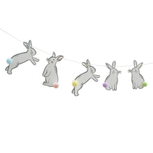 Load image into Gallery viewer, Easter Bunny Bunting with Pom-Pom Tails
