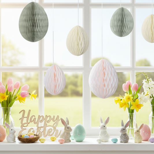 Pastel Honeycomb Hanging Easter Egg Decorations
