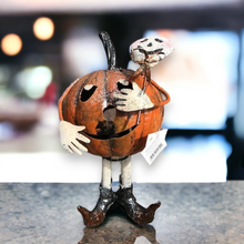 Load image into Gallery viewer, Halloween Standing Metal Pumpkin Tea Light Holders
