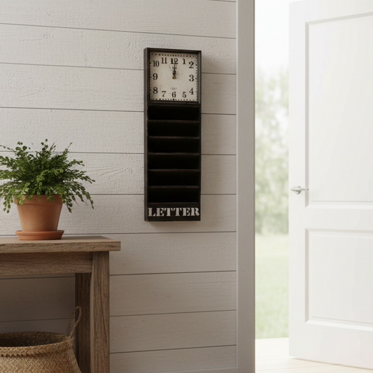 Vintage Style Black Letter Rack Clock
