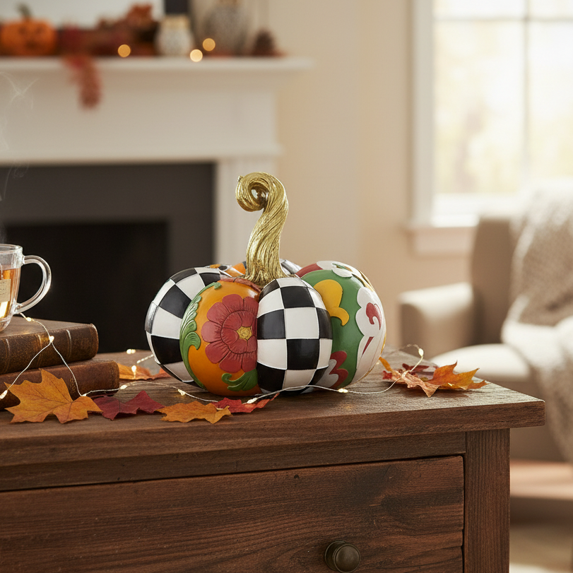 Mixed Pattern Pumpkin Decoration