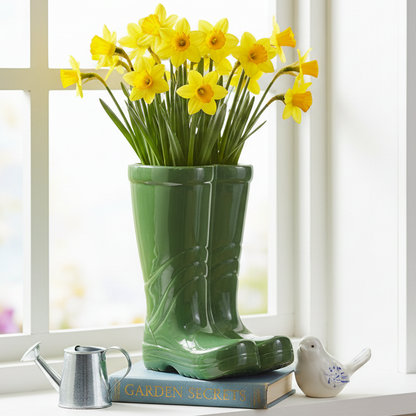 Green Wellington Boots Plant Pot 17cm