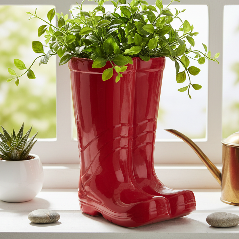 Red Wellington Boots Plant Pot 17cm