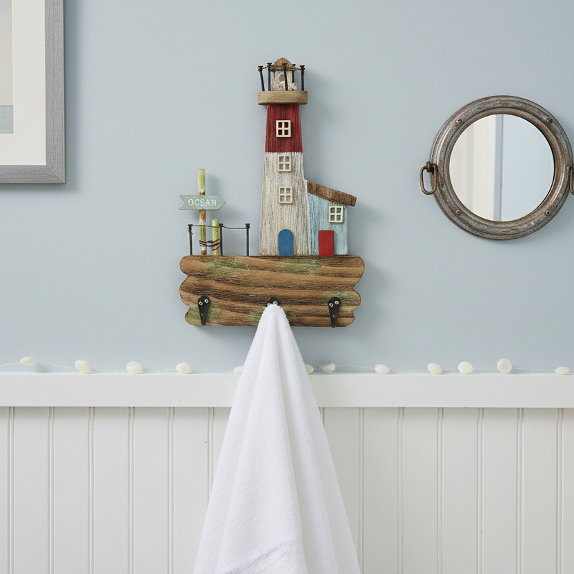 Wooden Lighthouse Scene Hook