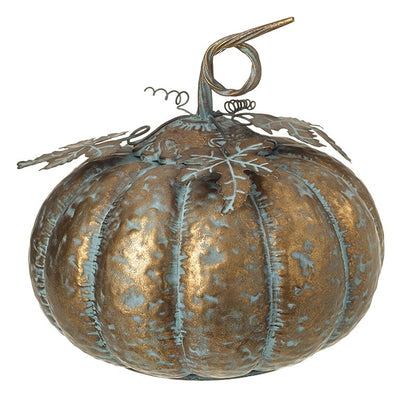 Gold and Blue Rustic Metal Pumpkin