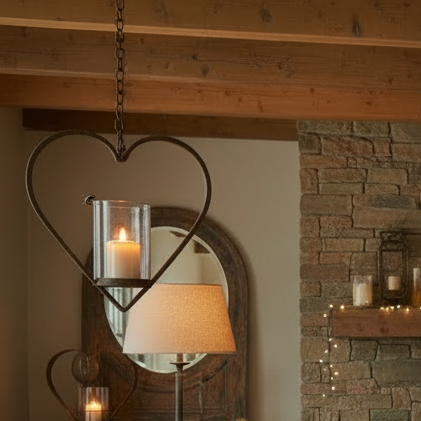 Hanging Metal Heart Tealight Holder
