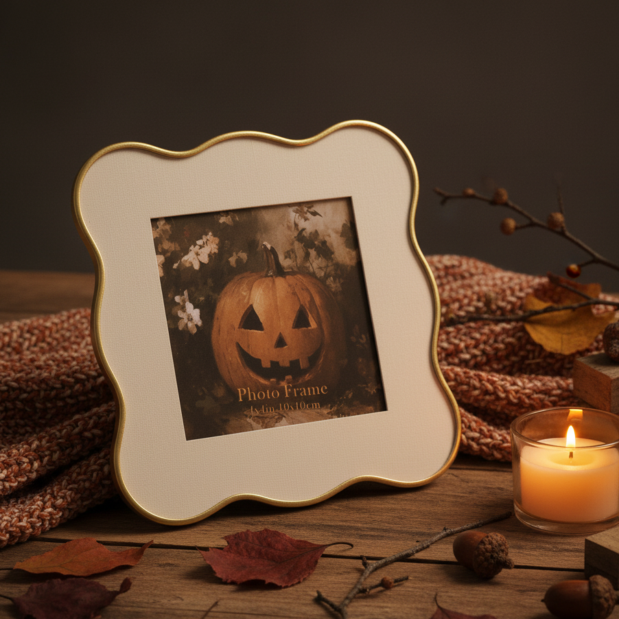 Gold Metal Wavy Edge Square Photo Frame