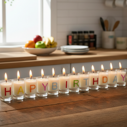 Happy Birthday Glass Tealight Candles