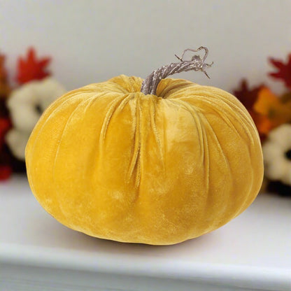 Halloween Yellow Velvet Pumpkin Decoration