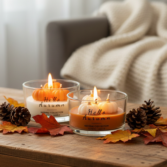 Hello Autumn Glass Pumpkin Candle