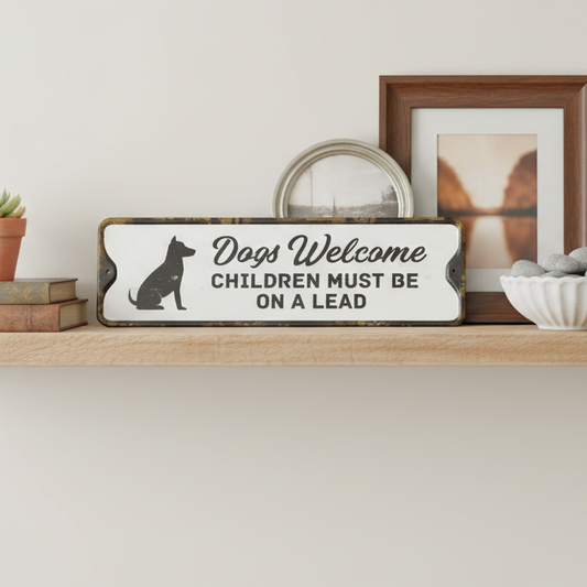 Dogs Welcome Metal Sign