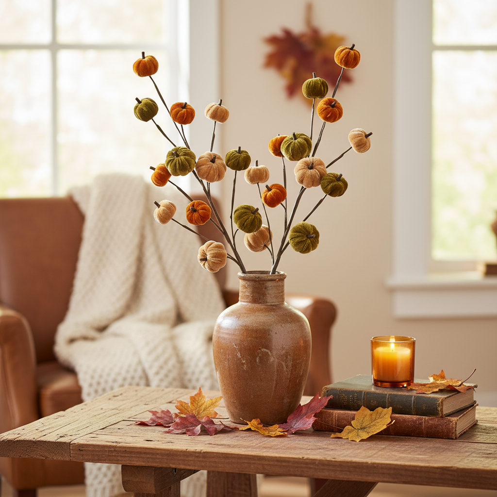 Autumn Velvet Pumpkin Branch
