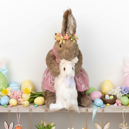 Easter Mummy and Baby Bunny Rabbit Decoration