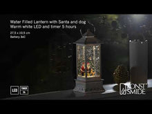 Load and play video in Gallery viewer, Konstsmide White Distressed Water Lantern with Santa and Dog Scene
