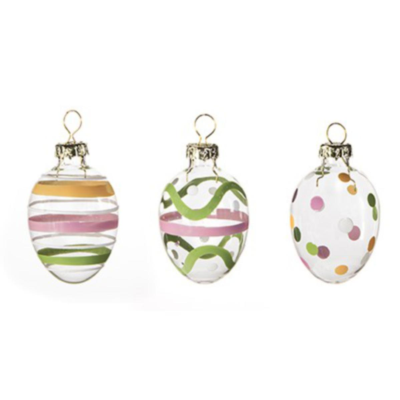Set of 9 Glass Egg Baubles