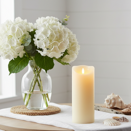 23 x 9cm Cream FlickaBright Textured Candle