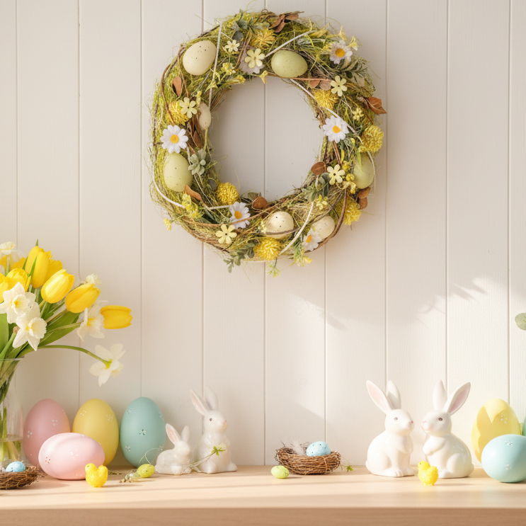Easter Egg and Daisy Wreath 34cm