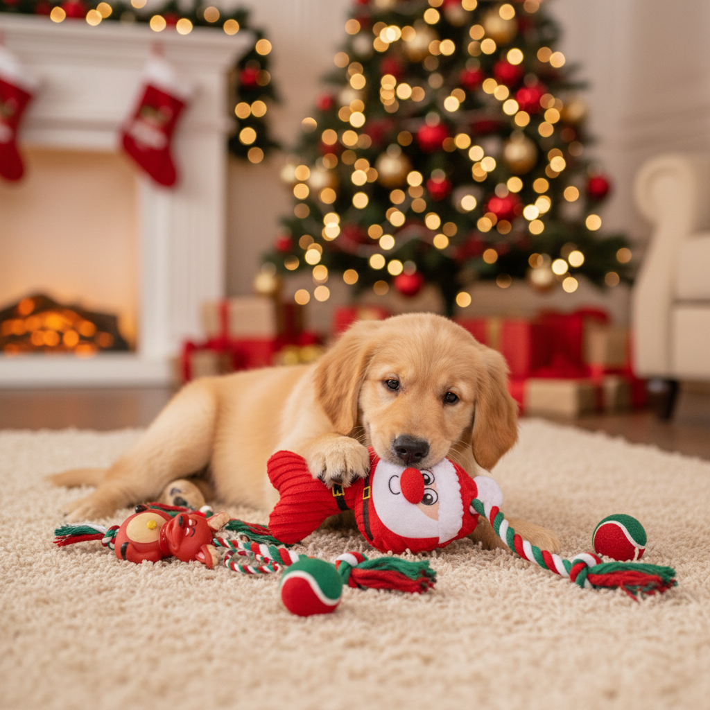 5 Piece Christmas Dog Toy Gift Set