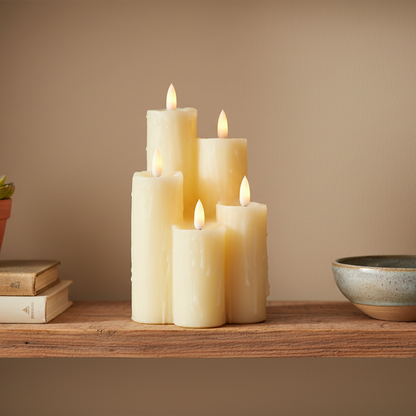 5 Piece FlickaBrights Melted Edge Wax Candles