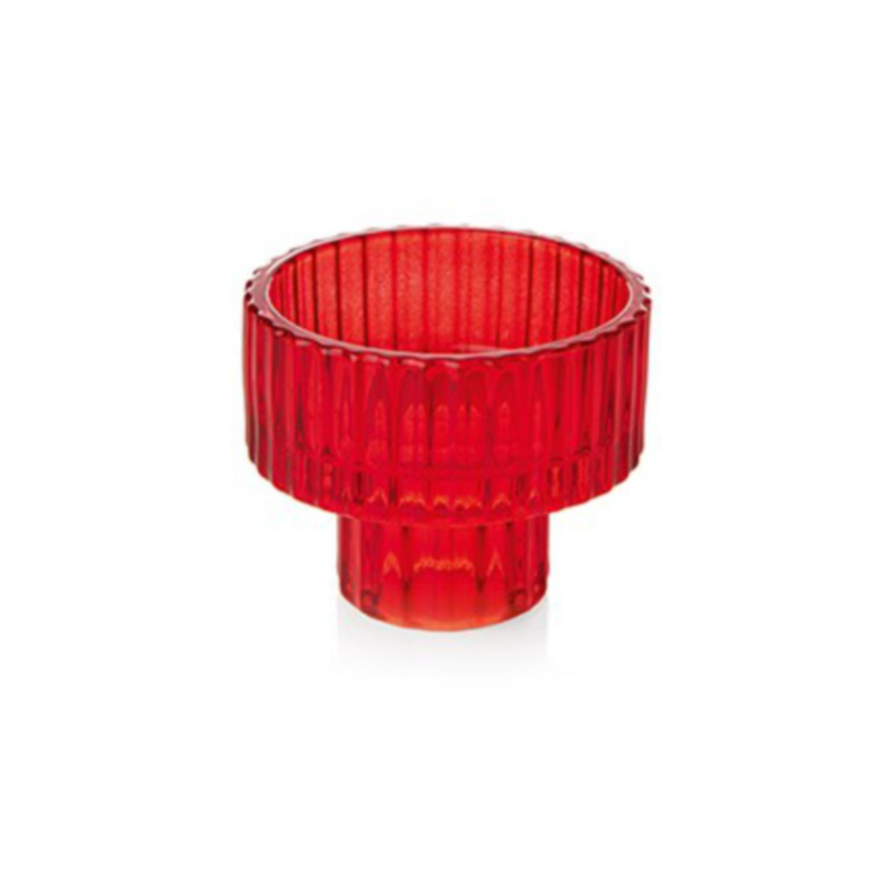 Red Glass Candle Holder