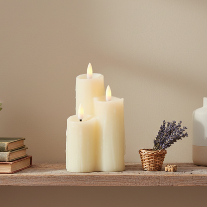 3 Piece FlickaBrights Melted Edge Wax Candles