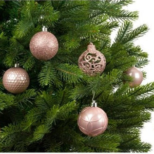 Set of 37 Mixed Blush Pink 6cm Christmas Baubles