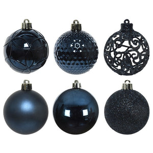 Set of 37 Mixed Night Blue 6cm Christmas Baubles