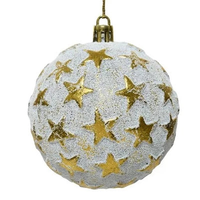 Gold Star Frosted Christmas Bauble