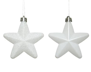Set of 6 Winter White Star Christmas Baubles