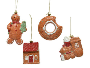 Set of 4 Gingerbread Design Shatterproof Baubles