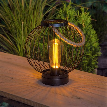 Noma Black Metal Round Lantern Battery Operated