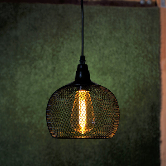 Noma Chloe Black Mesh Metal Pendant Light Battery Operated