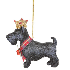 Gisella Graham Resin Scottie with Gold Crown Hanging Decoration