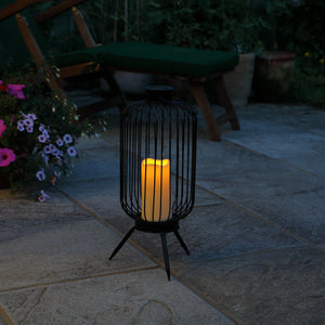 Noma Tall Metal Wire Lantern with Solar Candle