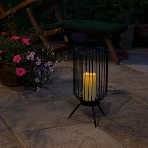 Noma Tall Metal Wire Lantern with Solar Candle
