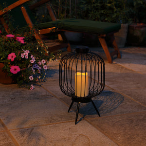 Noma Round Metal Wire Lantern with Solar Candle