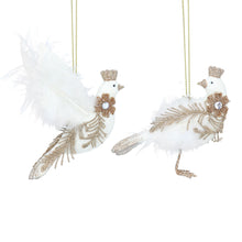 Load image into Gallery viewer, Set of 2 Cream and Gold Dove Hanging Decoration
