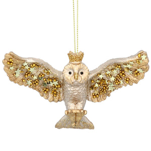 Two-Tone Gold Flying Owl Hanging Decoration