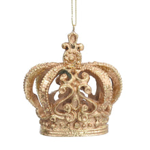 Load image into Gallery viewer, Gold Crown Hanging Christmas Decoration 9cm
