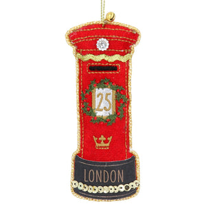 London Post Box Fabric Hanging Decoration