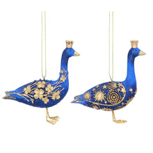 Load image into Gallery viewer, Set of 2 Blue and Gold Geese Hanging Decoration
