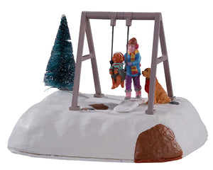 Lemax Puppy Gets A Swing Ride Christmas Decoration