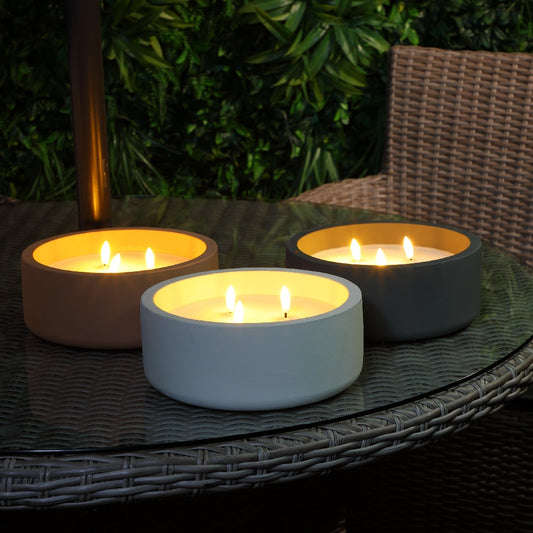 Noma Large Accent Concrete Led Garden Candle