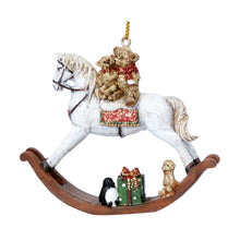 Load image into Gallery viewer, Gisela Graham Teddies on Rocking Horse Decoration
