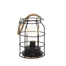 Load image into Gallery viewer, Black Round Metal Frame Lantern Battery Operated with Amber LED Bulb
