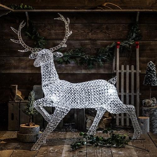 Northern Lights Jewelled Stag with White Lights 1.4m